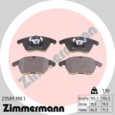 Zimmermann 23589.190.1 - Тормозные колодки, дисковые, комплект autosila-amz.com