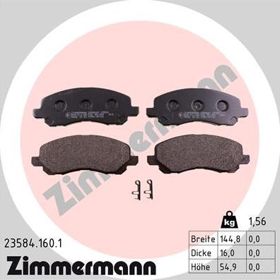 Zimmermann 23584.160.1 - Тормозные колодки, дисковые, комплект autosila-amz.com