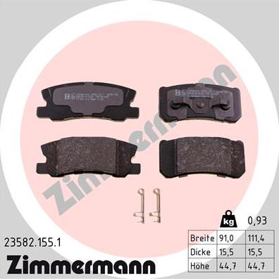 Zimmermann 23582.155.1 - Тормозные колодки, дисковые, комплект autosila-amz.com