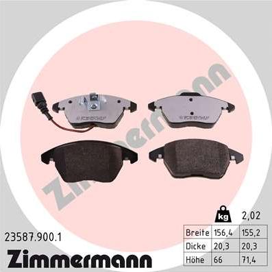 Zimmermann 23587.900.1 - Тормозные колодки, дисковые, комплект autosila-amz.com