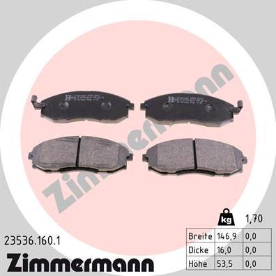 Zimmermann 23536.160.1 - Тормозные колодки, дисковые, комплект autosila-amz.com