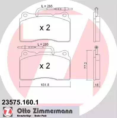 Zimmermann 23575.160.1 - Тормозные колодки, дисковые, комплект autosila-amz.com