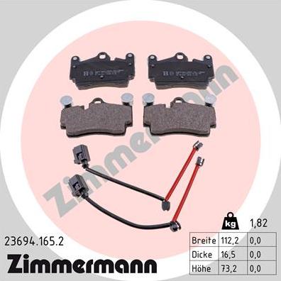 Zimmermann 23694.165.2 - Тормозные колодки, дисковые, комплект autosila-amz.com