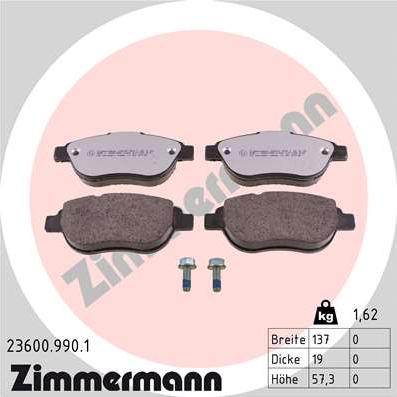 Zimmermann 23600.990.1 - Тормозные колодки, дисковые, комплект autosila-amz.com