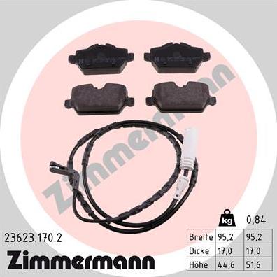 Zimmermann 23623.170.2 - Тормозные колодки, дисковые, комплект autosila-amz.com