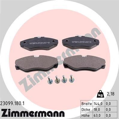 Zimmermann 23099.180.1 - Тормозные колодки, дисковые, комплект autosila-amz.com
