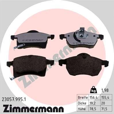 Zimmermann 23057.995.1 - Тормозные колодки, дисковые, комплект autosila-amz.com