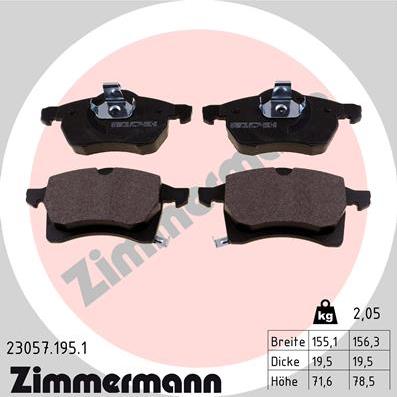 Zimmermann 23057.195.1 - Тормозные колодки, дисковые, комплект autosila-amz.com