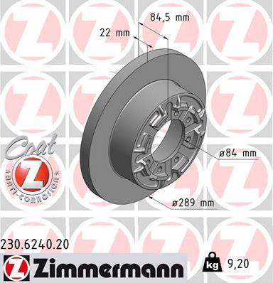 Zimmermann 230.6240.20 - Тормозной диск autosila-amz.com