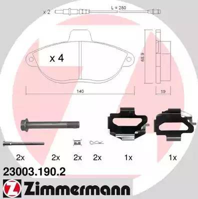 Zimmermann 23003.190.2 - Тормозные колодки, дисковые, комплект autosila-amz.com