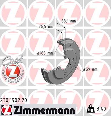 Zimmermann 230.1902.20 - Тормозной барабан autosila-amz.com