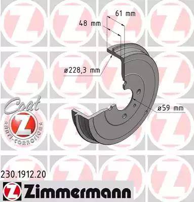 Zimmermann 230.1912.20 - Тормозной барабан autosila-amz.com