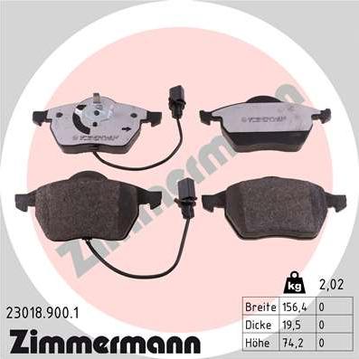 Zimmermann 23018.900.1 - Тормозные колодки, дисковые, комплект autosila-amz.com