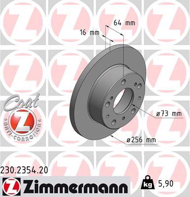Zimmermann 230.2354.20 - Тормозной диск autosila-amz.com