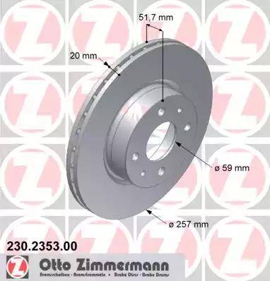 Zimmermann 230.2353.00 - Тормозной диск autosila-amz.com