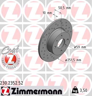 Zimmermann 230.2352.52 - Тормозной диск autosila-amz.com