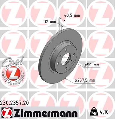 Zimmermann 230.2357.20 - Тормозной диск autosila-amz.com