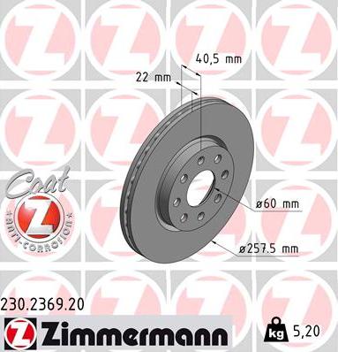Zimmermann 230.2369.20 - Тормозной диск autosila-amz.com