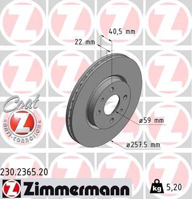 Zimmermann 230.2365.20 - Тормозной диск autosila-amz.com