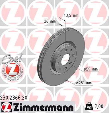 Zimmermann 230.2366.20 - Тормозной диск autosila-amz.com