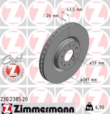 Zimmermann 230.2385.20 - Тормозной диск autosila-amz.com