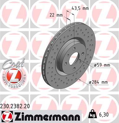 Zimmermann 230.2382.20 - Тормозной диск autosila-amz.com