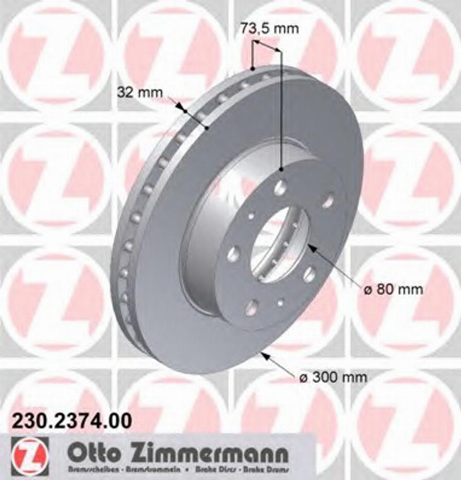 Zimmermann 230.2374.00 - Тормозной диск autosila-amz.com