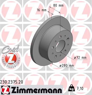 Zimmermann 230.2375.20 - Тормозной диск autosila-amz.com