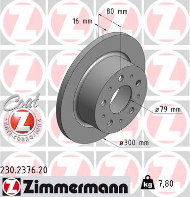 Zimmermann 230.2376.20 - Тормозной диск autosila-amz.com