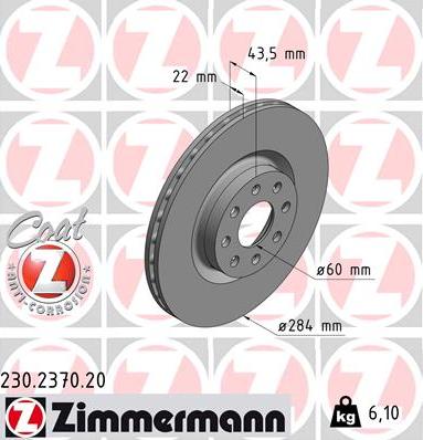 Zimmermann 230.2370.20 - Тормозной диск autosila-amz.com