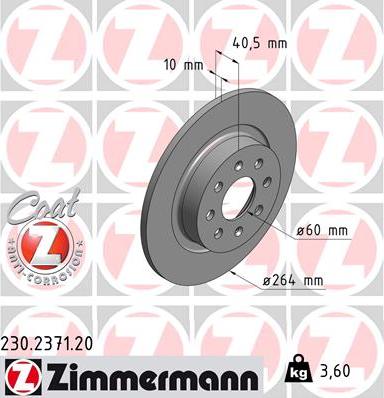 Zimmermann 230.2371.20 - Тормозной диск autosila-amz.com