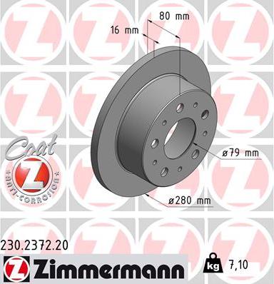 Zimmermann 230.2372.20 - Тормозной диск autosila-amz.com