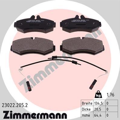 Zimmermann 23022.205.2 - Тормозные колодки, дисковые, комплект autosila-amz.com