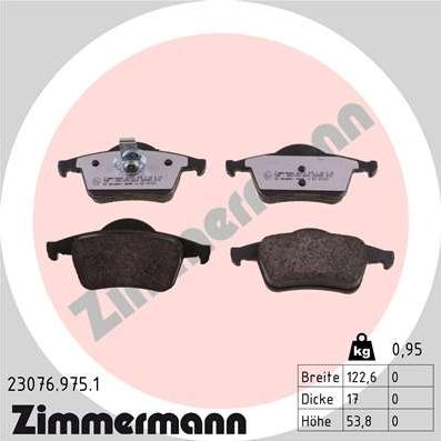 Zimmermann 23076.975.1 - Тормозные колодки, дисковые, комплект autosila-amz.com
