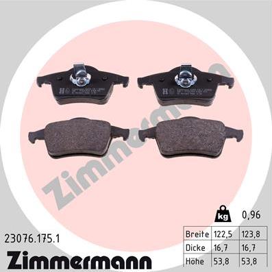 Zimmermann 23076.175.1 - Тормозные колодки, дисковые, комплект autosila-amz.com
