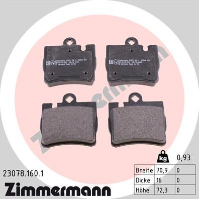 Zimmermann 23078.160.1 - Тормозные колодки, дисковые, комплект autosila-amz.com
