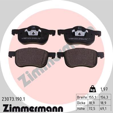 Zimmermann 23073.190.1 - Тормозные колодки, дисковые, комплект autosila-amz.com