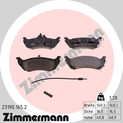 Zimmermann 23190.165.2 - Тормозные колодки, дисковые, комплект autosila-amz.com