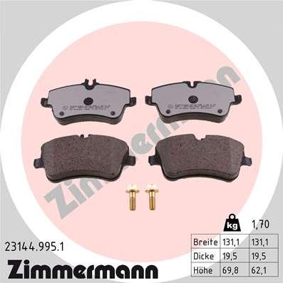 Zimmermann 23144.995.1 - Тормозные колодки, дисковые, комплект autosila-amz.com