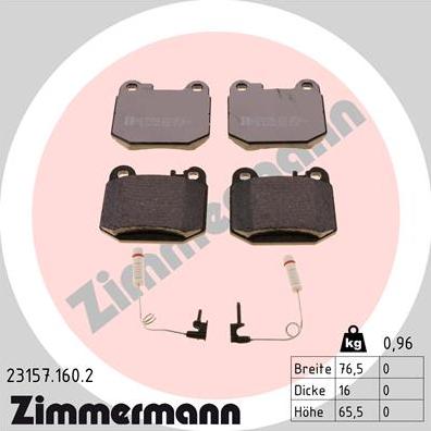 Zimmermann 23157.160.2 - Тормозные колодки, дисковые, комплект autosila-amz.com