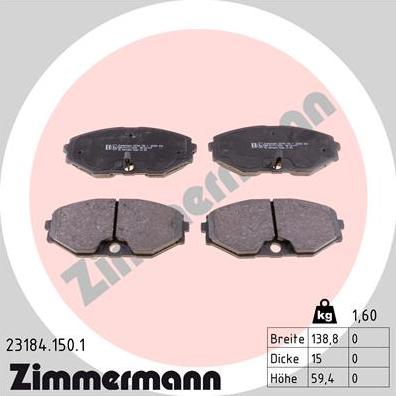 Zimmermann 23184.150.1 - Тормозные колодки, дисковые, комплект autosila-amz.com