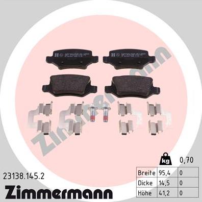Zimmermann 23138.145.2 - Тормозные колодки, дисковые, комплект autosila-amz.com