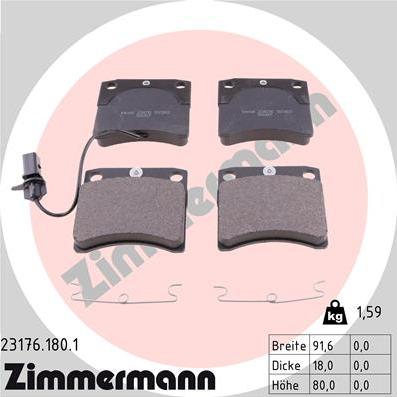 Zimmermann 23176.180.1 - Тормозные колодки, дисковые, комплект autosila-amz.com