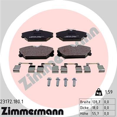 Zimmermann 23172.180.1 - Тормозные колодки, дисковые, комплект autosila-amz.com