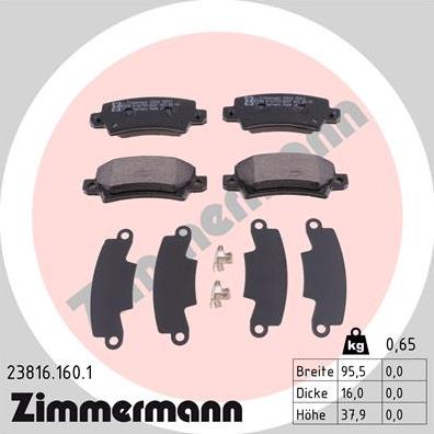 Zimmermann 23816.160.1 - Тормозные колодки, дисковые, комплект autosila-amz.com