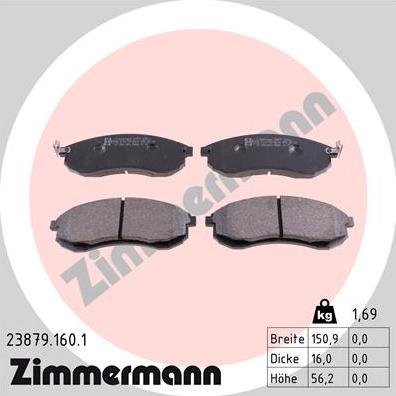 Zimmermann 23879.160.1 - Тормозные колодки, дисковые, комплект autosila-amz.com