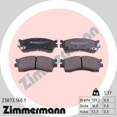 Zimmermann 23873.160.1 - Комплект тормозных колодок, дисковый тормоз autosila-amz.com