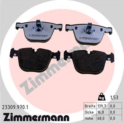 Zimmermann 23309.970.1 - Тормозные колодки, дисковые, комплект autosila-amz.com