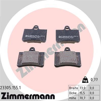 Zimmermann 23305.155.1 - Тормозные колодки, дисковые, комплект autosila-amz.com