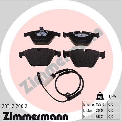 Zimmermann 23312.200.2 - Тормозные колодки, дисковые, комплект autosila-amz.com